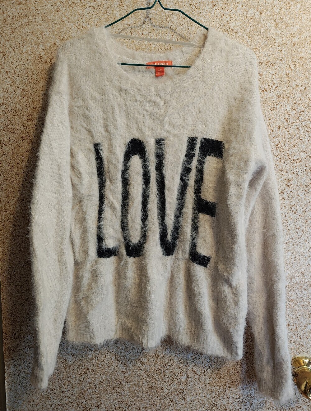 Set Of 2 Joe Fresh Cozy Sweaters Off White/LOVE And Black Women Medium